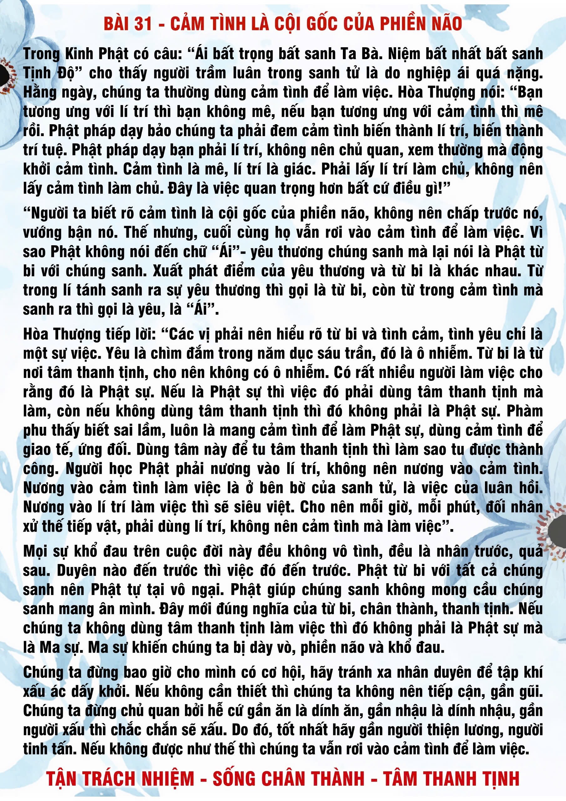 31 · PHTT - Cảm Tình Là Cội Gốc Của Phiền Não - 31